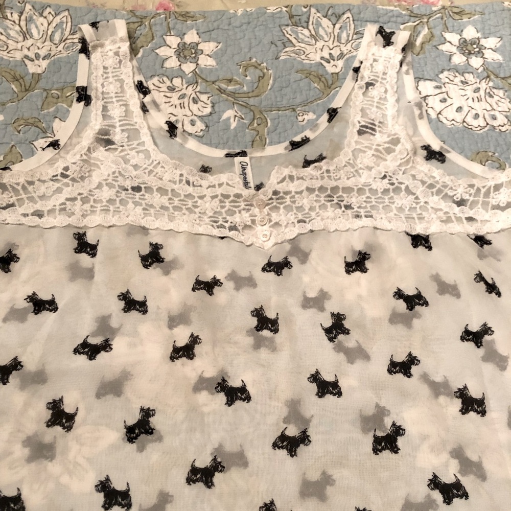 EUC Aeropostale sheer tank top sz L Scottie print